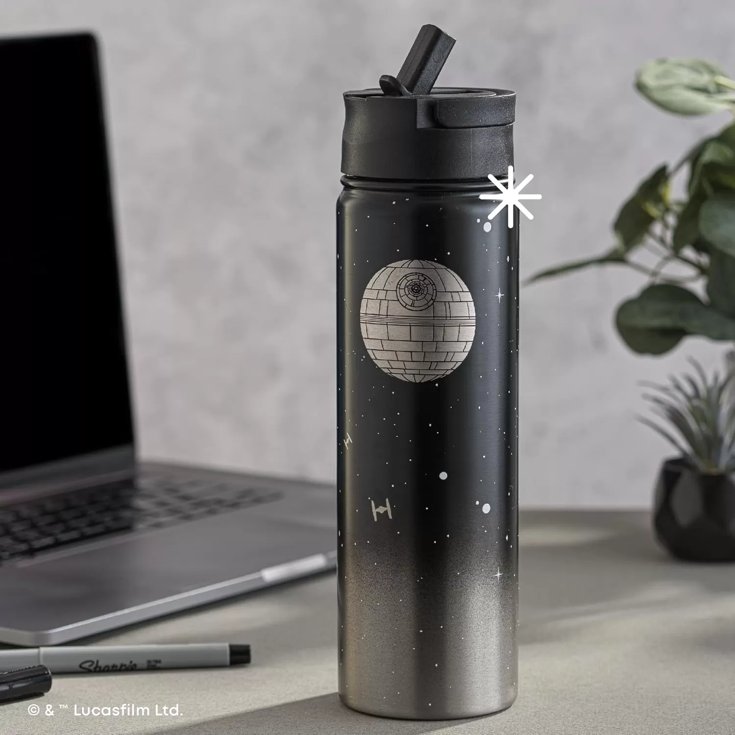 imageJoyJolt Triple Insulated Water Bottle with Straw Lid AND Flip Lid 32oz Large Water Bottle 12 Hour HotCold Vacuum Insulated Stainless Steel Bottle BPAFree Leakproof Water Bottles  Thermos BottleDeath Star