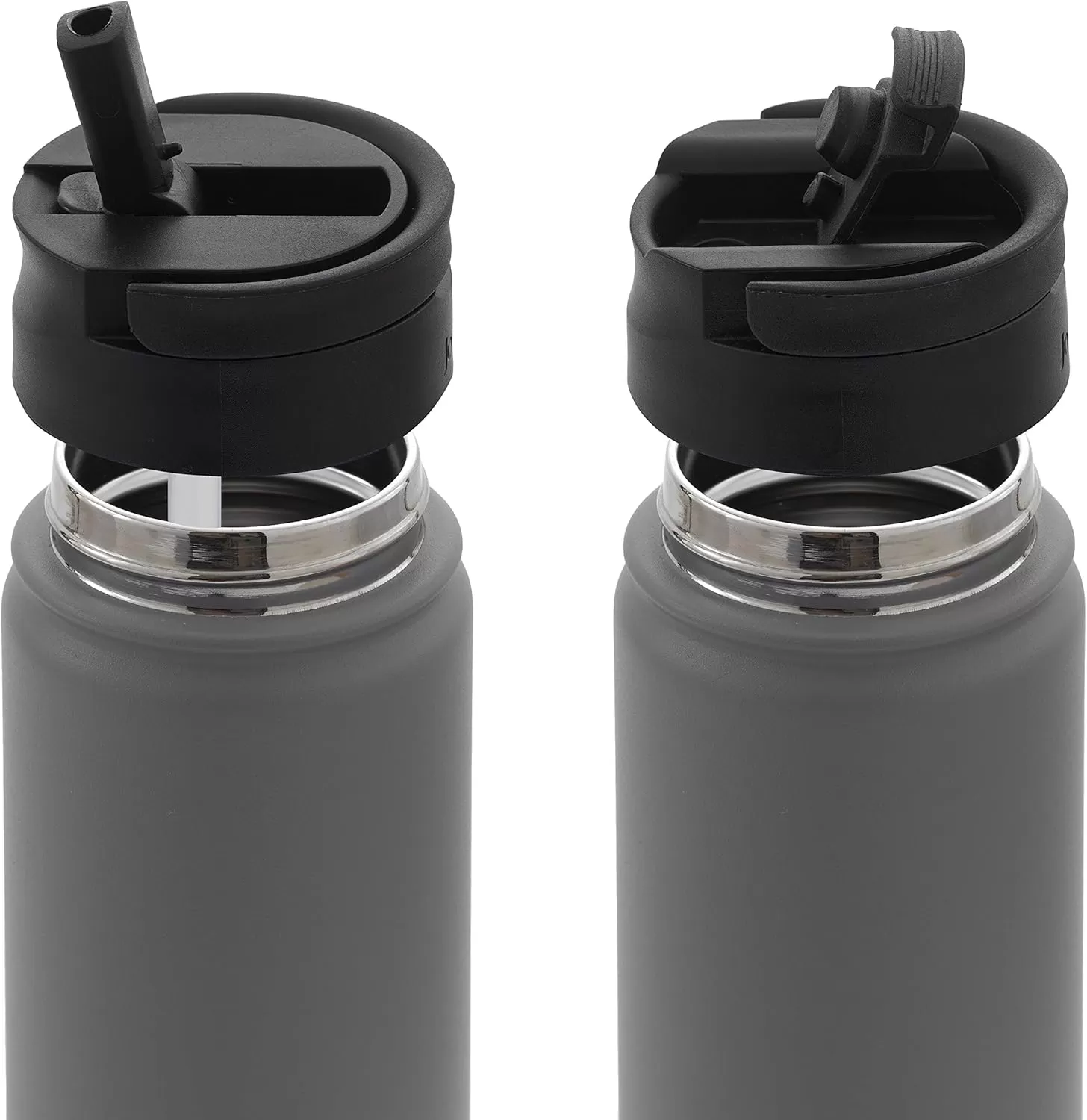 imageJoyJolt Triple Insulated Water Bottle with Straw Lid AND Flip Lid 32oz Large Water Bottle 12 Hour HotCold Vacuum Insulated Stainless Steel Bottle BPAFree Leakproof Water Bottles  Thermos BottleMatte White