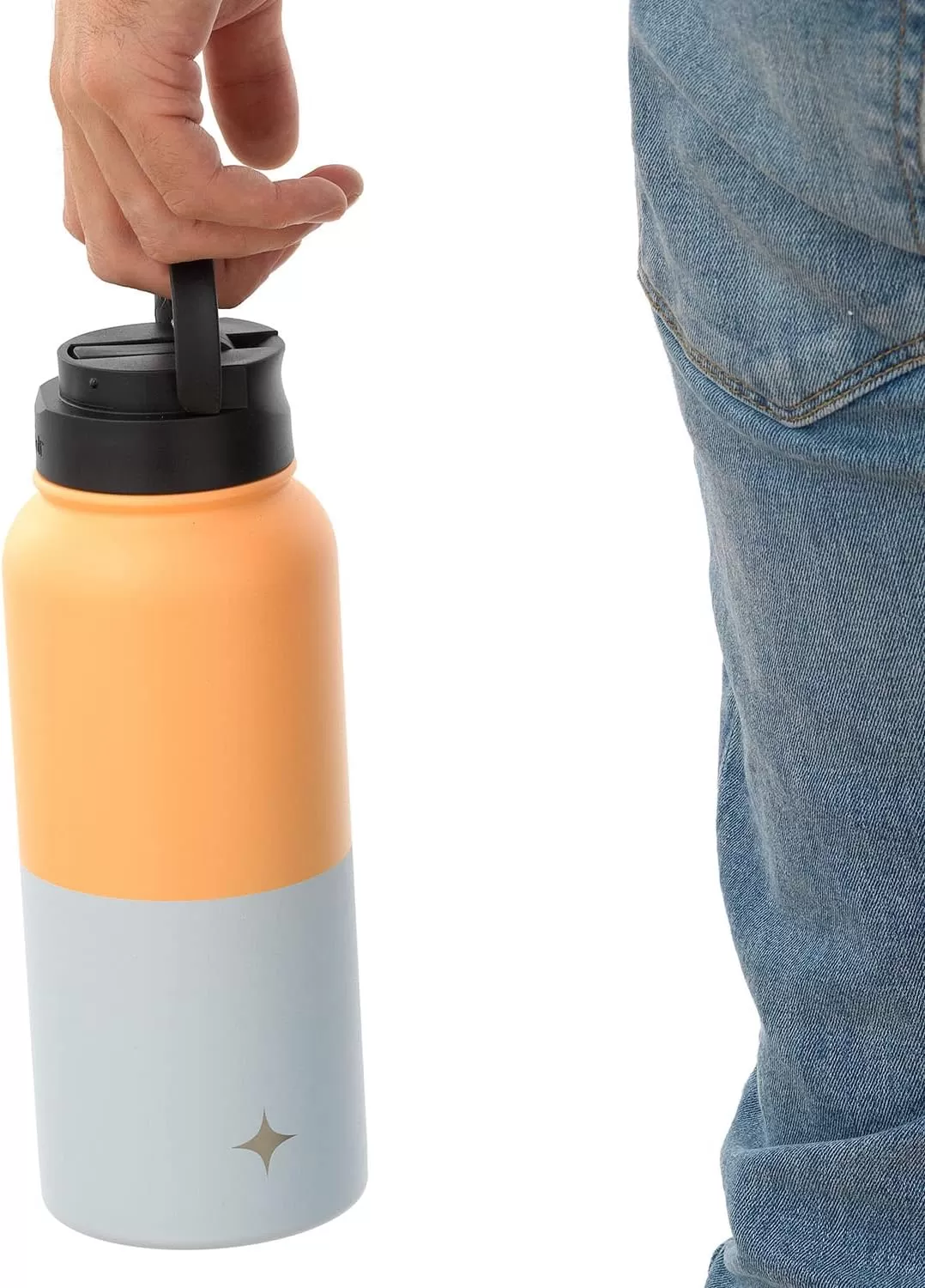 imageJoyJolt Triple Insulated Water Bottle with Straw Lid AND Flip Lid 32oz Large Water Bottle 12 Hour HotCold Vacuum Insulated Stainless Steel Bottle BPAFree Leakproof Water Bottles  Thermos BottleOrangeBlue