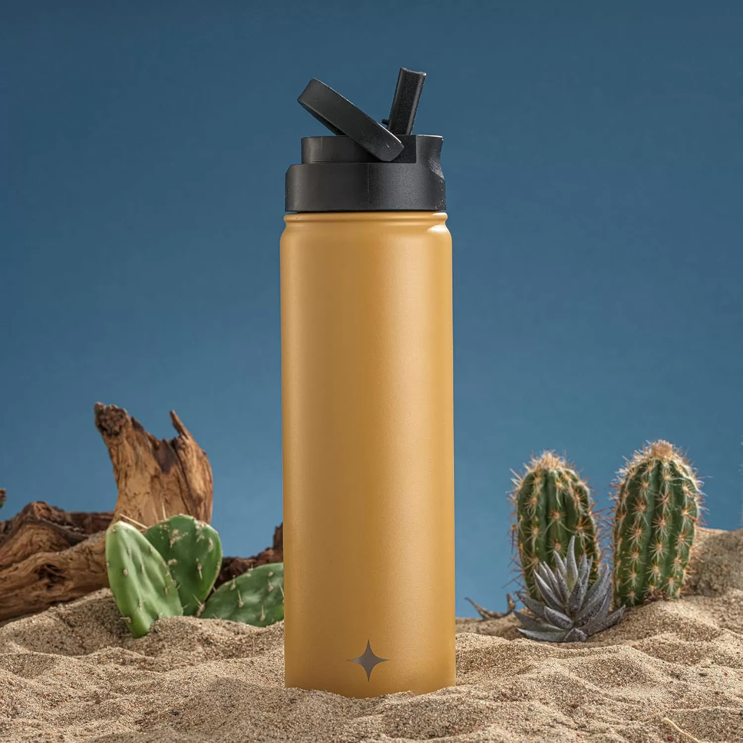 imageJoyJolt Triple Insulated Water Bottle with Straw Lid AND Flip Lid 32oz Large Water Bottle 12 Hour HotCold Vacuum Insulated Stainless Steel Bottle BPAFree Leakproof Water Bottles  Thermos BottleGoldenrod