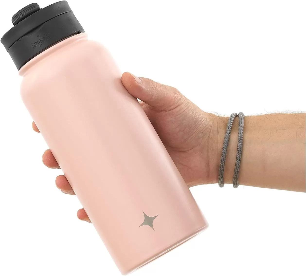imageJoyJolt Triple Insulated Water Bottle with Straw Lid AND Flip Lid 32oz Large Water Bottle 12 Hour HotCold Vacuum Insulated Stainless Steel Bottle BPAFree Leakproof Water Bottles  Thermos BottleBlush Pink