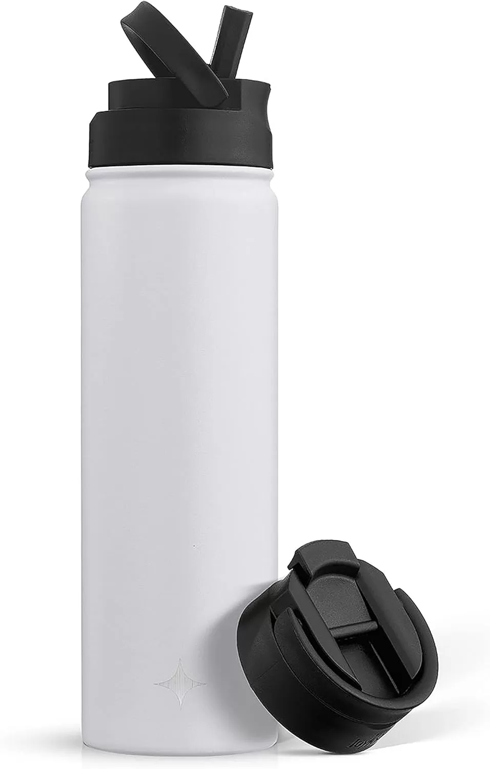 imageJoyJolt Triple Insulated Water Bottle with Straw Lid AND Flip Lid 32oz Large Water Bottle 12 Hour HotCold Vacuum Insulated Stainless Steel Bottle BPAFree Leakproof Water Bottles  Thermos BottleMatte White