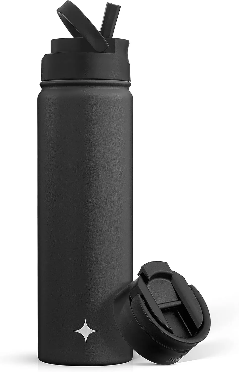 imageJoyJolt Triple Insulated Water Bottle with Straw Lid AND Flip Lid 32oz Large Water Bottle 12 Hour HotCold Vacuum Insulated Stainless Steel Bottle BPAFree Leakproof Water Bottles  Thermos BottleMatte White