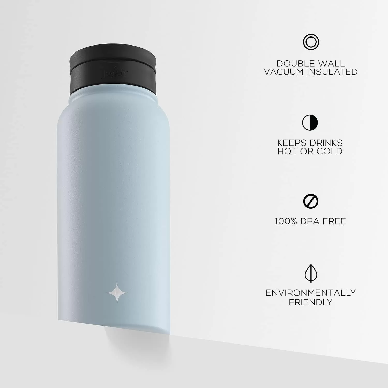 imageJoyJolt Triple Insulated Water Bottle with Straw Lid AND Flip Lid 32oz Large Water Bottle 12 Hour HotCold Vacuum Insulated Stainless Steel Bottle BPAFree Leakproof Water Bottles  Thermos BottleCloud Blue