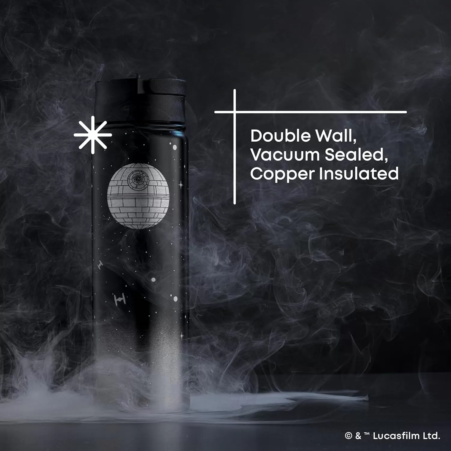 imageJoyJolt Triple Insulated Water Bottle with Straw Lid AND Flip Lid 32oz Large Water Bottle 12 Hour HotCold Vacuum Insulated Stainless Steel Bottle BPAFree Leakproof Water Bottles  Thermos BottleDeath Star