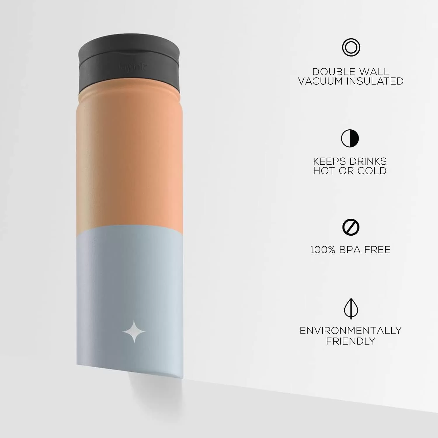 imageJoyJolt Triple Insulated Water Bottle with Straw Lid AND Flip Lid 32oz Large Water Bottle 12 Hour HotCold Vacuum Insulated Stainless Steel Bottle BPAFree Leakproof Water Bottles  Thermos BottleOrangeBlue