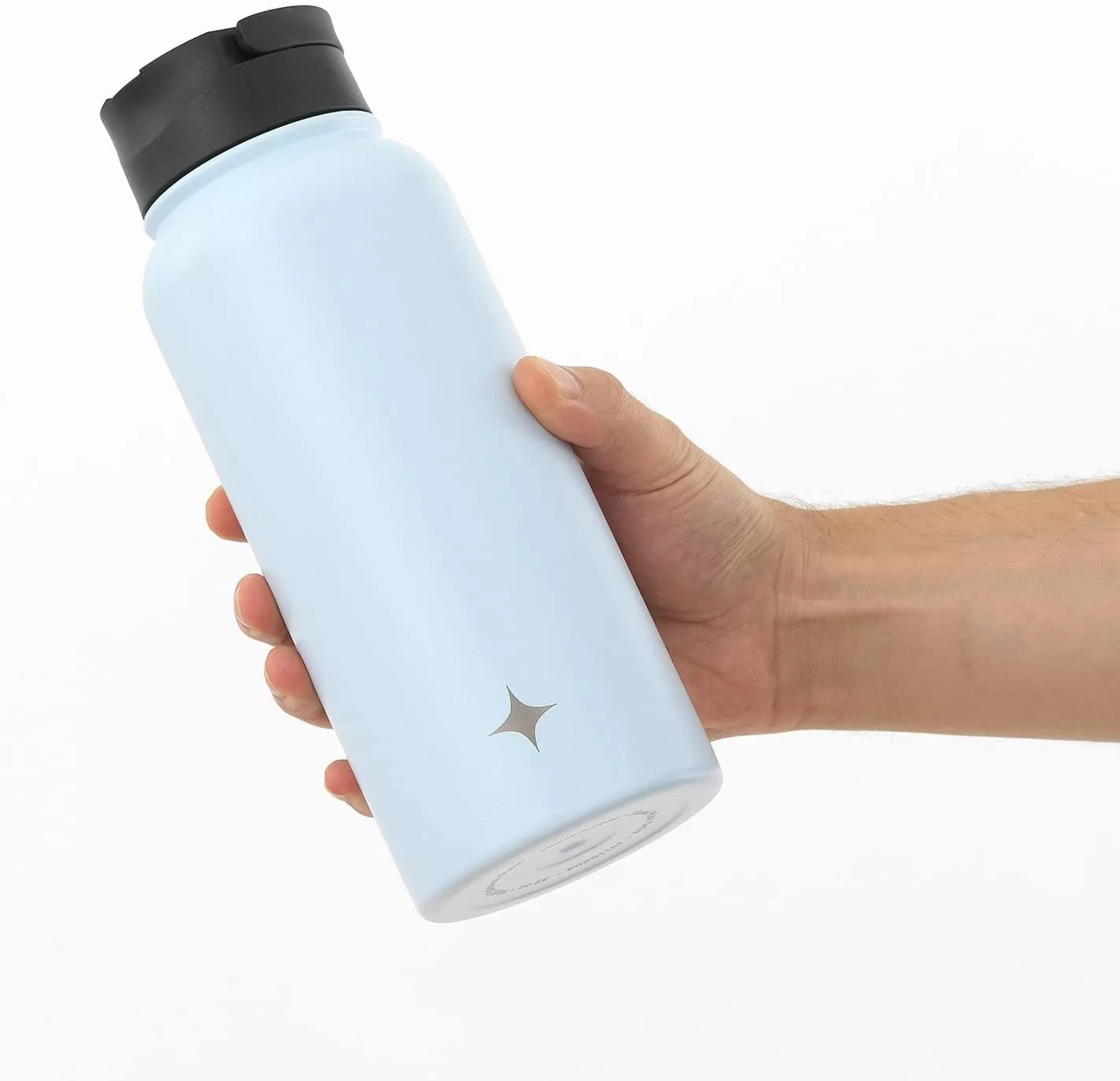 imageJoyJolt Triple Insulated Water Bottle with Straw Lid AND Flip Lid 32oz Large Water Bottle 12 Hour HotCold Vacuum Insulated Stainless Steel Bottle BPAFree Leakproof Water Bottles  Thermos BottleCloud Blue