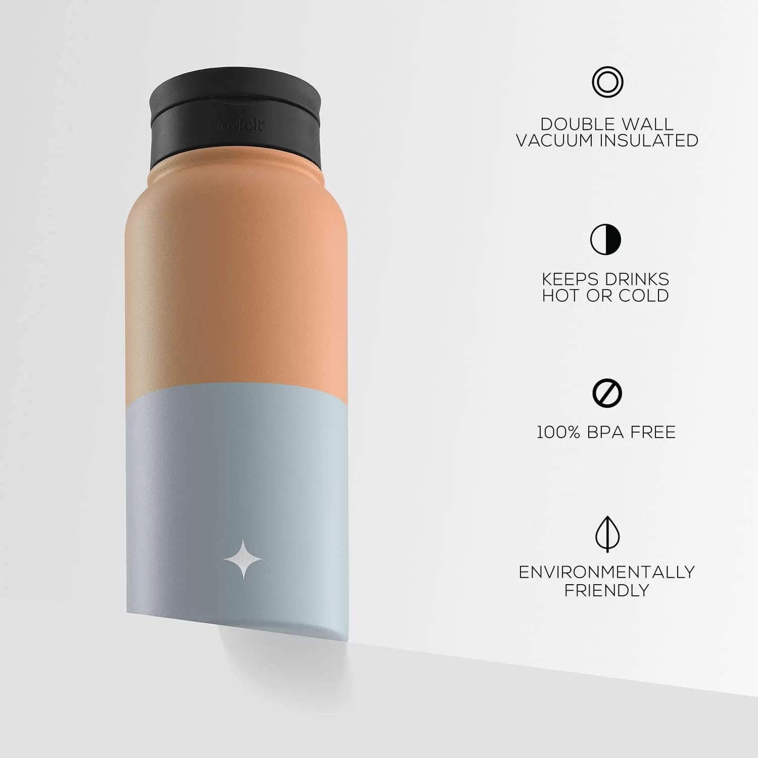 imageJoyJolt Triple Insulated Water Bottle with Straw Lid AND Flip Lid 32oz Large Water Bottle 12 Hour HotCold Vacuum Insulated Stainless Steel Bottle BPAFree Leakproof Water Bottles  Thermos BottleOrangeBlue