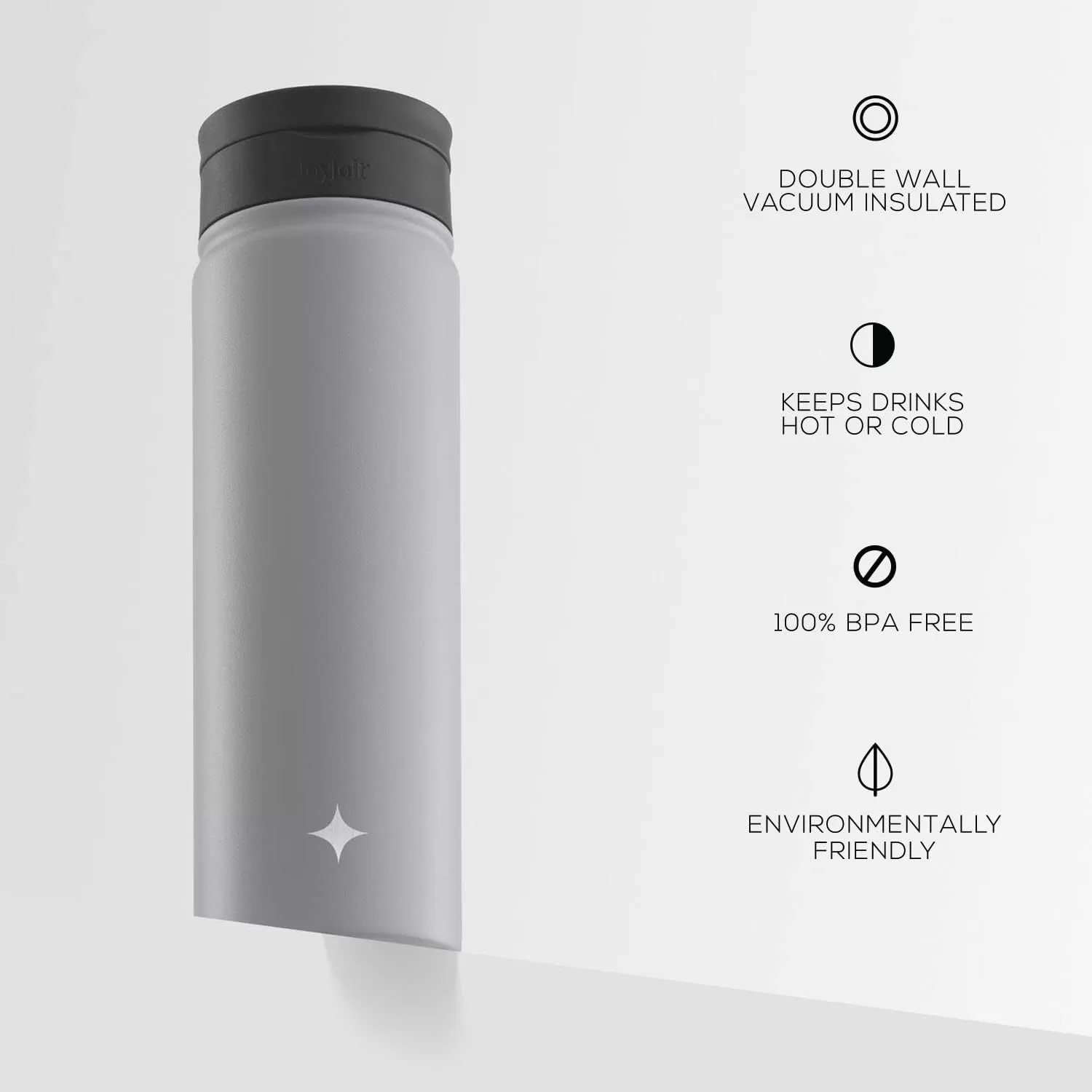 imageJoyJolt Triple Insulated Water Bottle with Straw Lid AND Flip Lid 32oz Large Water Bottle 12 Hour HotCold Vacuum Insulated Stainless Steel Bottle BPAFree Leakproof Water Bottles  Thermos BottleDove Grey
