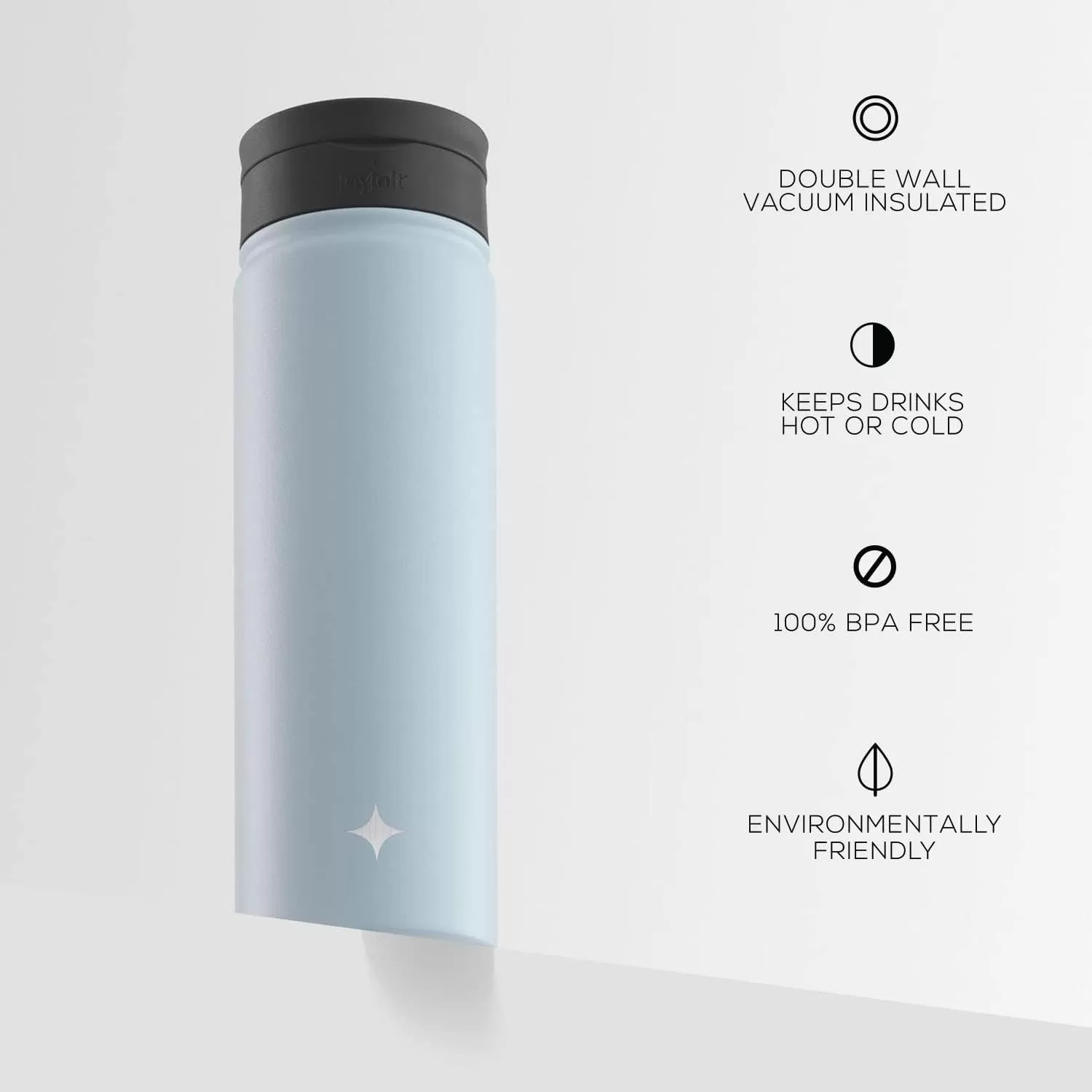 imageJoyJolt Triple Insulated Water Bottle with Straw Lid AND Flip Lid 32oz Large Water Bottle 12 Hour HotCold Vacuum Insulated Stainless Steel Bottle BPAFree Leakproof Water Bottles  Thermos BottleCloud Blue