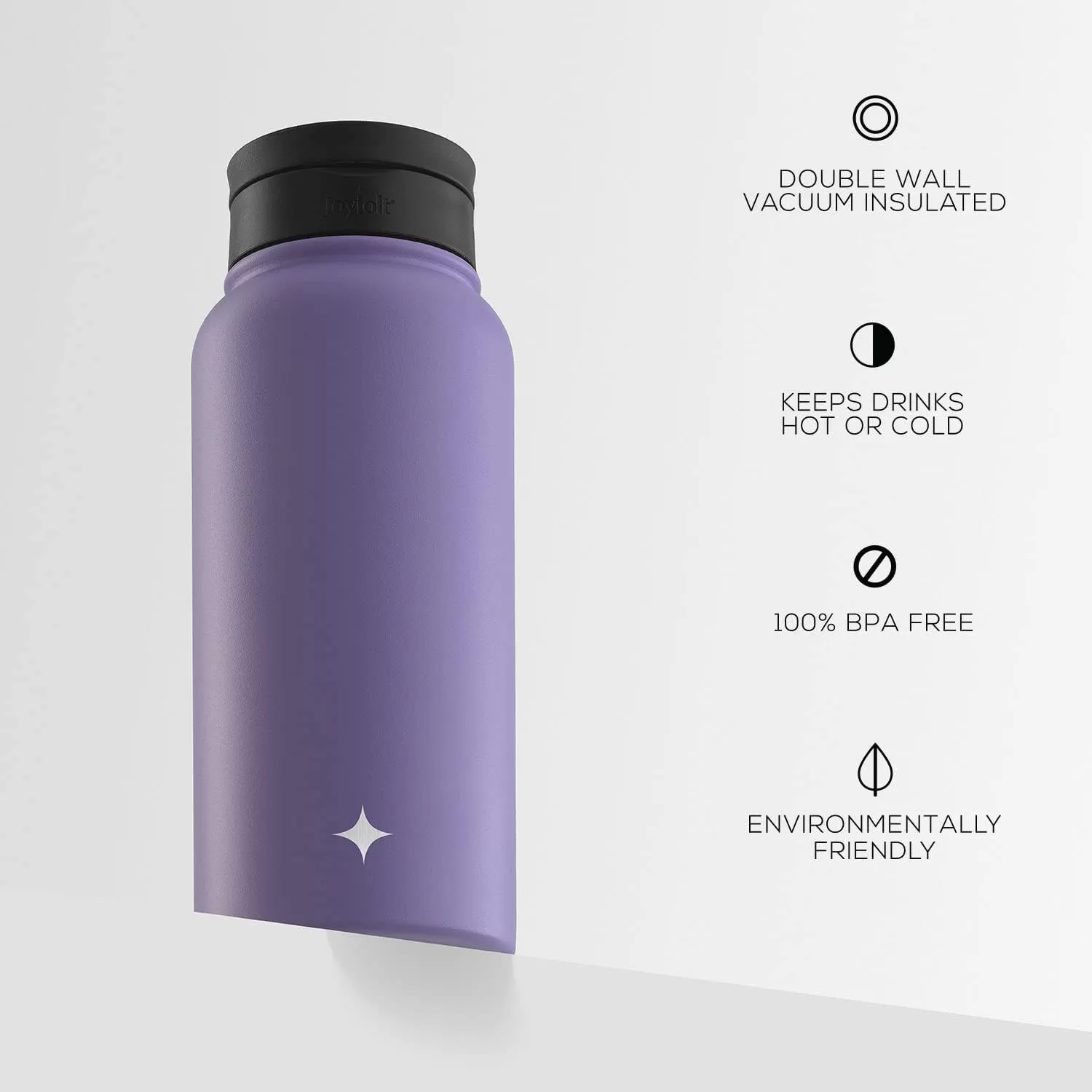 imageJoyJolt Triple Insulated Water Bottle with Straw Lid AND Flip Lid 32oz Large Water Bottle 12 Hour HotCold Vacuum Insulated Stainless Steel Bottle BPAFree Leakproof Water Bottles  Thermos BottleLilac Purple