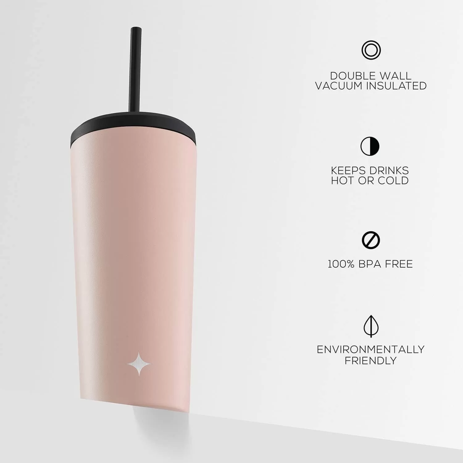 imageJoyJolt Vacuum Insulated 24 oz Tumbler with Lid and Straw 2 Each Vacuum Double Wall Stainless Steel Tumbler Copper Lined for 12Hr HoldCold Drinks Leakproof Water Bottle Tea or Iced Coffee CupBlush Pink