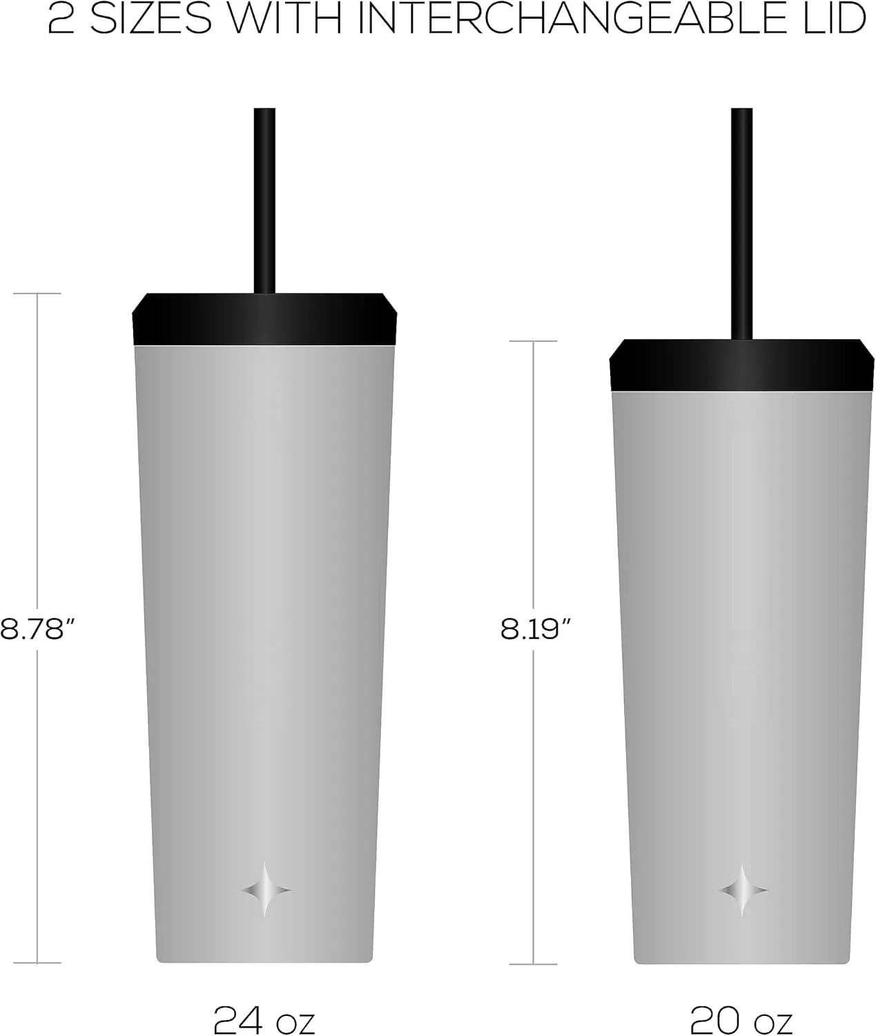 imageJoyJolt Vacuum Insulated 24 oz Tumbler with Lid and Straw 2 Each Vacuum Double Wall Stainless Steel Tumbler Copper Lined for 12Hr HoldCold Drinks Leakproof Water Bottle Tea or Iced Coffee CupDovey Grey