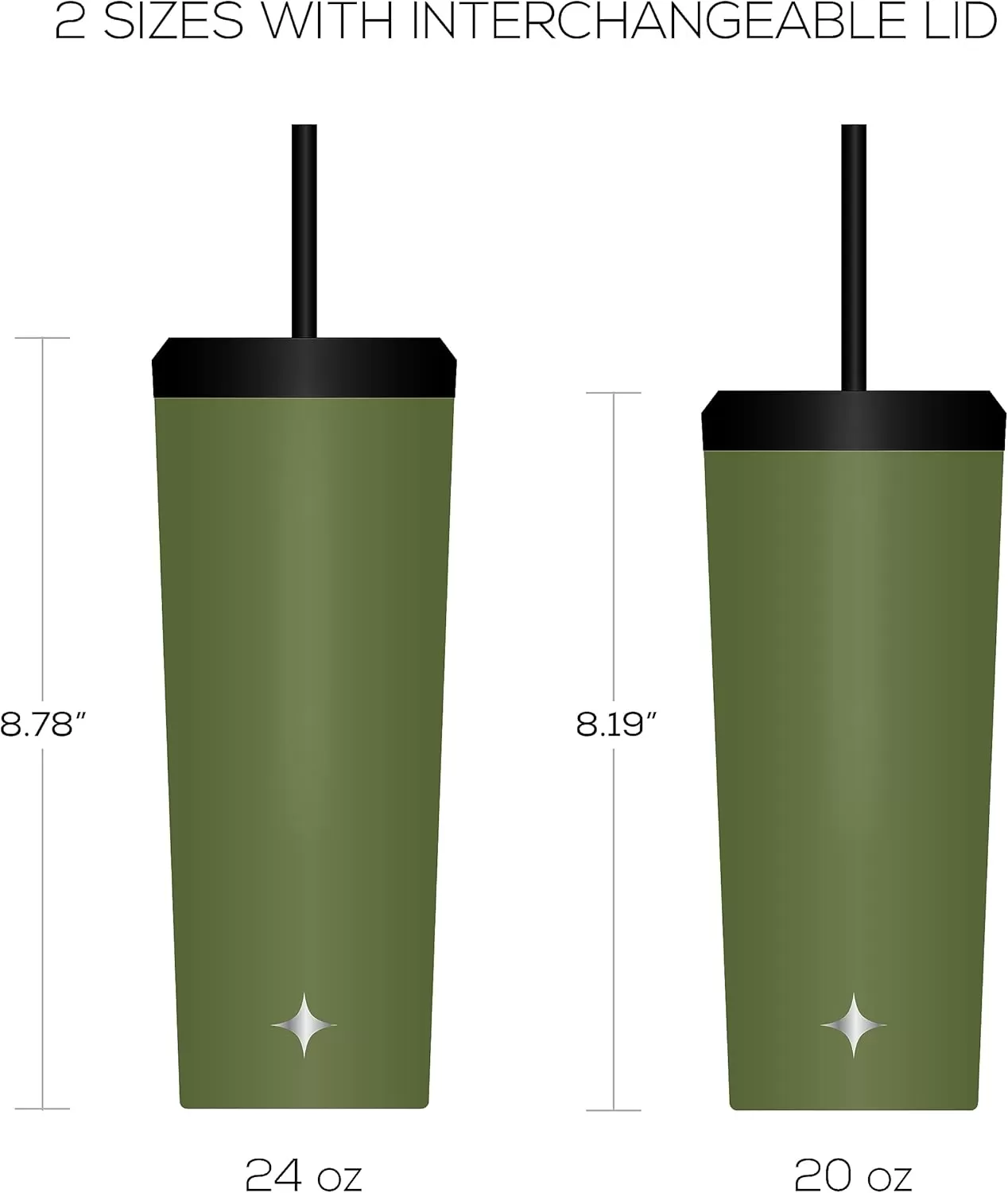imageJoyJolt Vacuum Insulated 24 oz Tumbler with Lid and Straw 2 Each Vacuum Double Wall Stainless Steel Tumbler Copper Lined for 12Hr HoldCold Drinks Leakproof Water Bottle Tea or Iced Coffee CupForest Green
