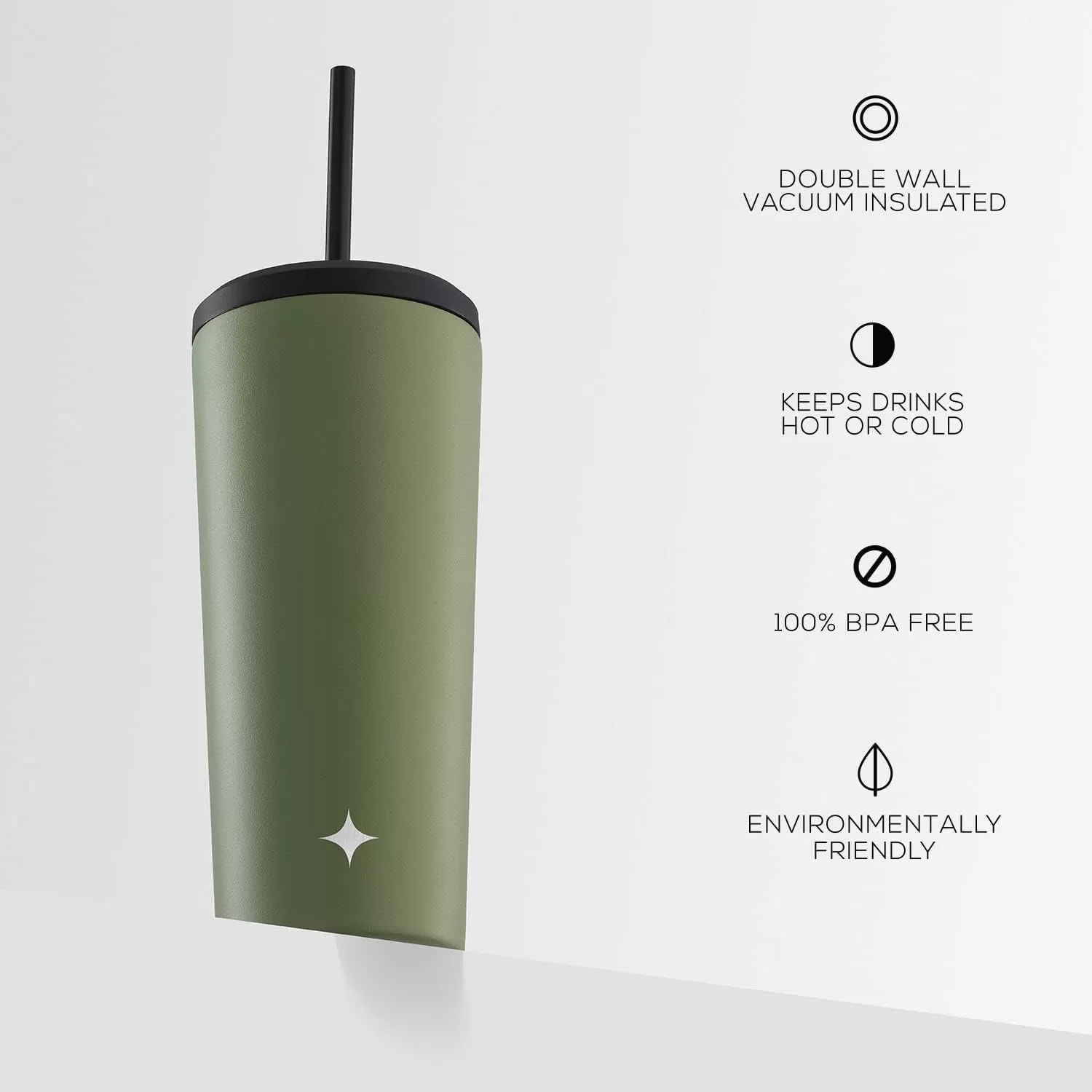 imageJoyJolt Vacuum Insulated 24 oz Tumbler with Lid and Straw 2 Each Vacuum Double Wall Stainless Steel Tumbler Copper Lined for 12Hr HoldCold Drinks Leakproof Water Bottle Tea or Iced Coffee CupForest Green