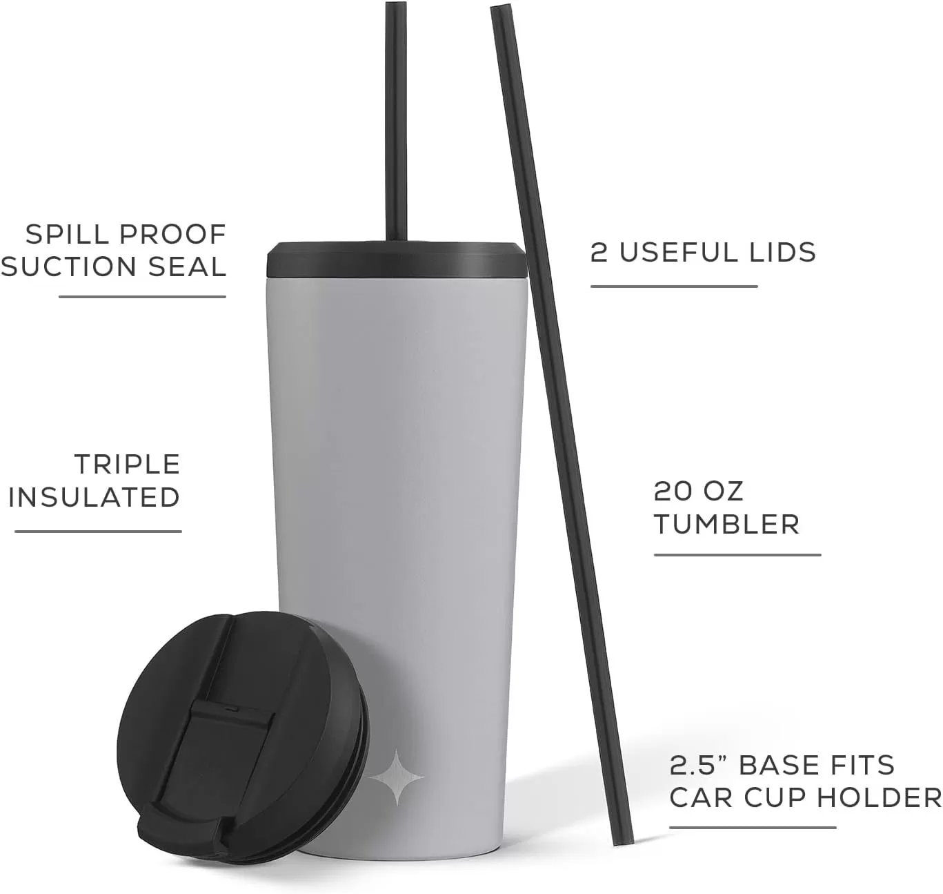 imageJoyJolt Vacuum Insulated 24 oz Tumbler with Lid and Straw 2 Each Vacuum Double Wall Stainless Steel Tumbler Copper Lined for 12Hr HoldCold Drinks Leakproof Water Bottle Tea or Iced Coffee CupDovey Grey