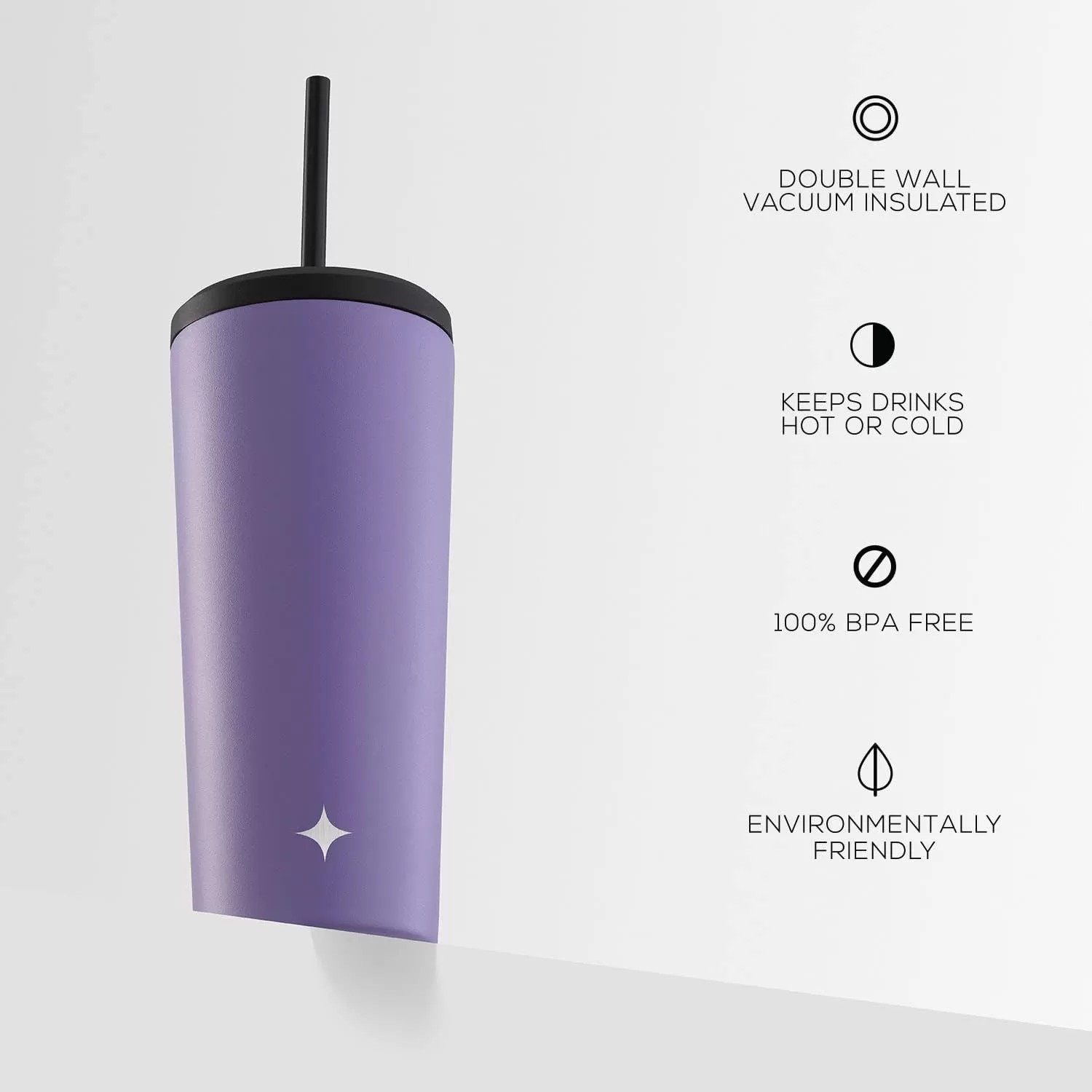 imageJoyJolt Vacuum Insulated 24 oz Tumbler with Lid and Straw 2 Each Vacuum Double Wall Stainless Steel Tumbler Copper Lined for 12Hr HoldCold Drinks Leakproof Water Bottle Tea or Iced Coffee CupLilac Purple