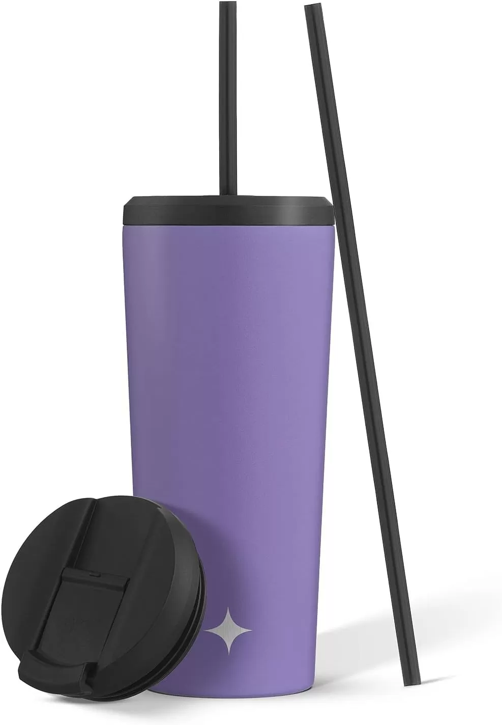 imageJoyJolt Vacuum Insulated 24 oz Tumbler with Lid and Straw 2 Each Vacuum Double Wall Stainless Steel Tumbler Copper Lined for 12Hr HoldCold Drinks Leakproof Water Bottle Tea or Iced Coffee CupLilac Purple