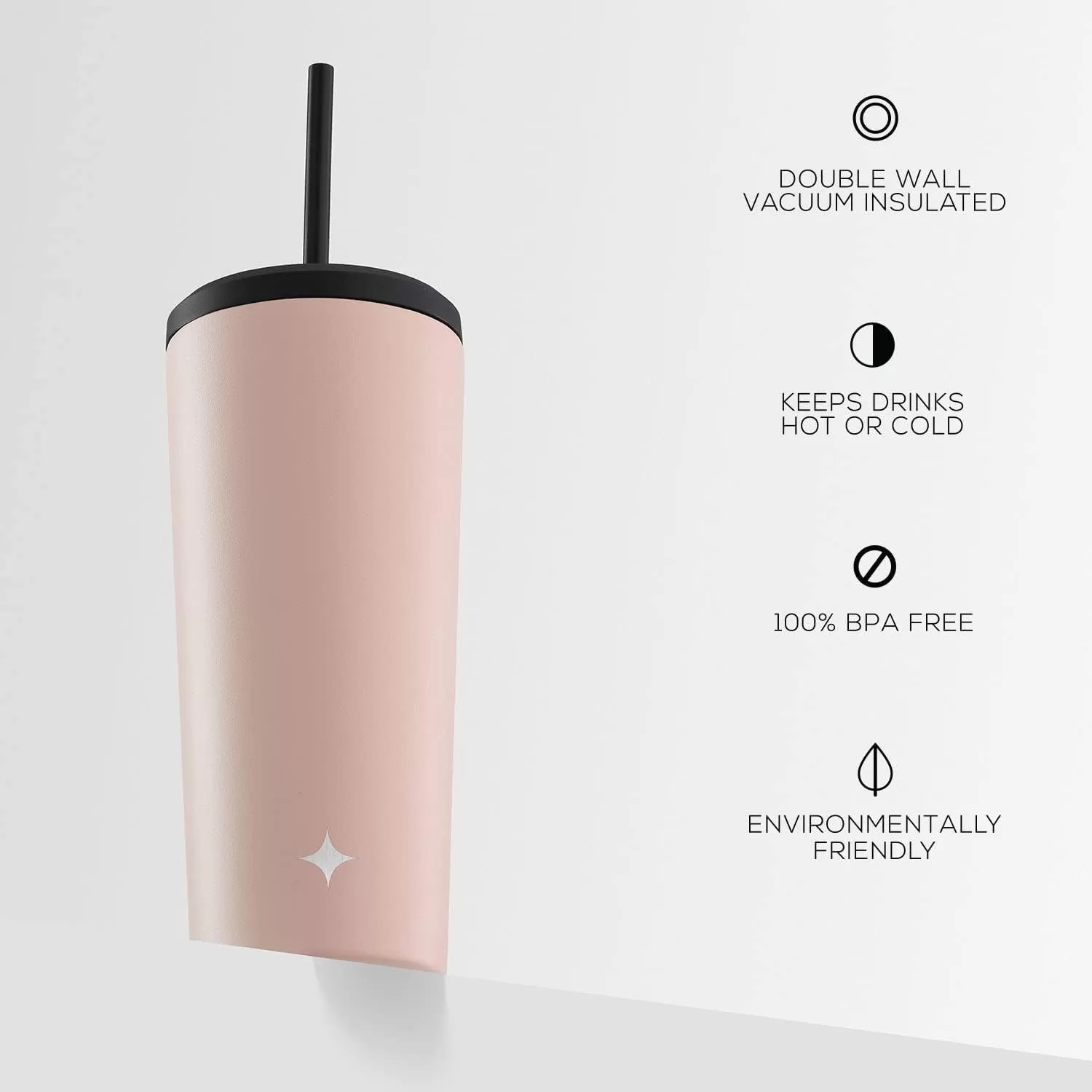 imageJoyJolt Vacuum Insulated 24 oz Tumbler with Lid and Straw 2 Each Vacuum Double Wall Stainless Steel Tumbler Copper Lined for 12Hr HoldCold Drinks Leakproof Water Bottle Tea or Iced Coffee CupBlush Pink