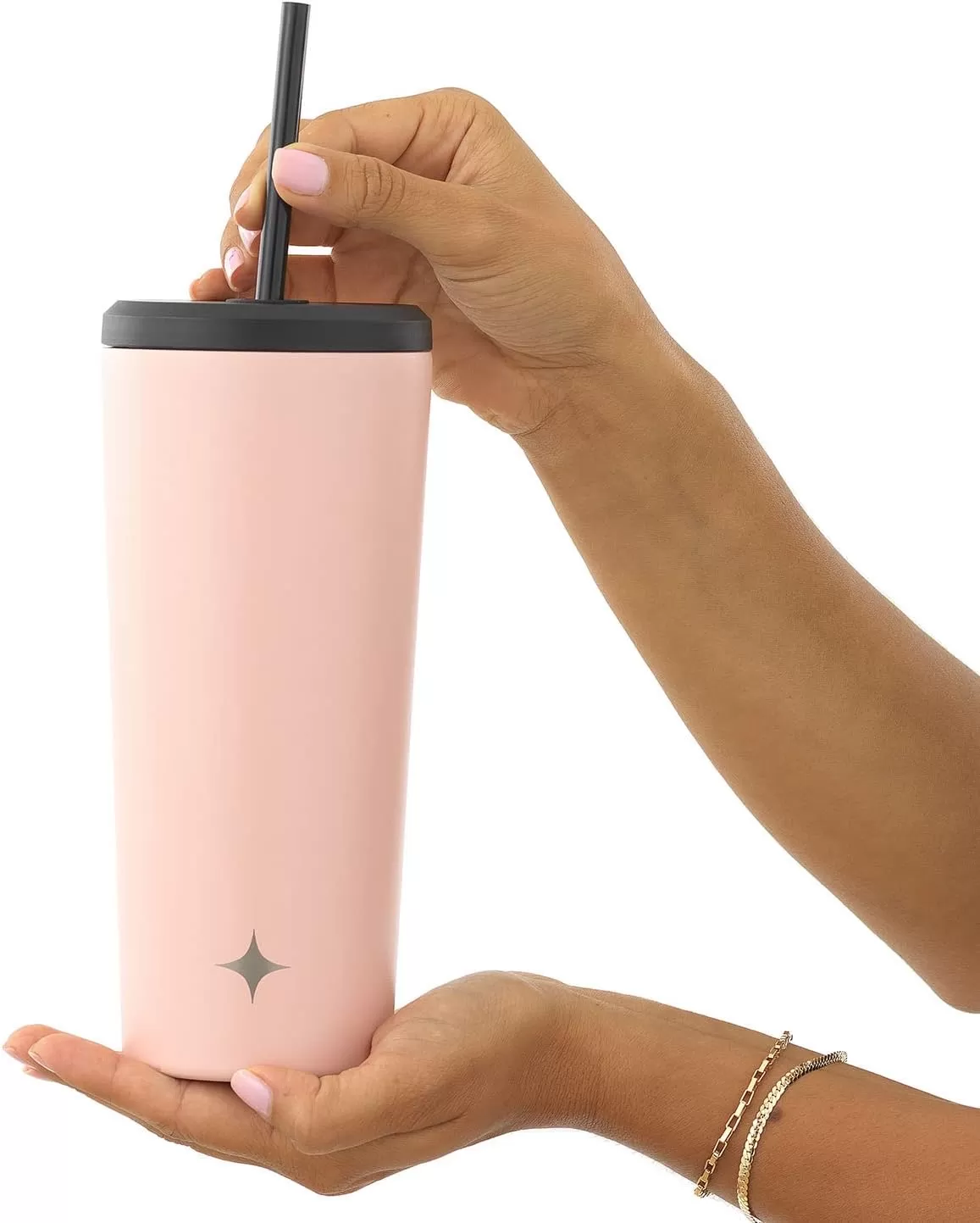 imageJoyJolt Vacuum Insulated 24 oz Tumbler with Lid and Straw 2 Each Vacuum Double Wall Stainless Steel Tumbler Copper Lined for 12Hr HoldCold Drinks Leakproof Water Bottle Tea or Iced Coffee CupBlush Pink