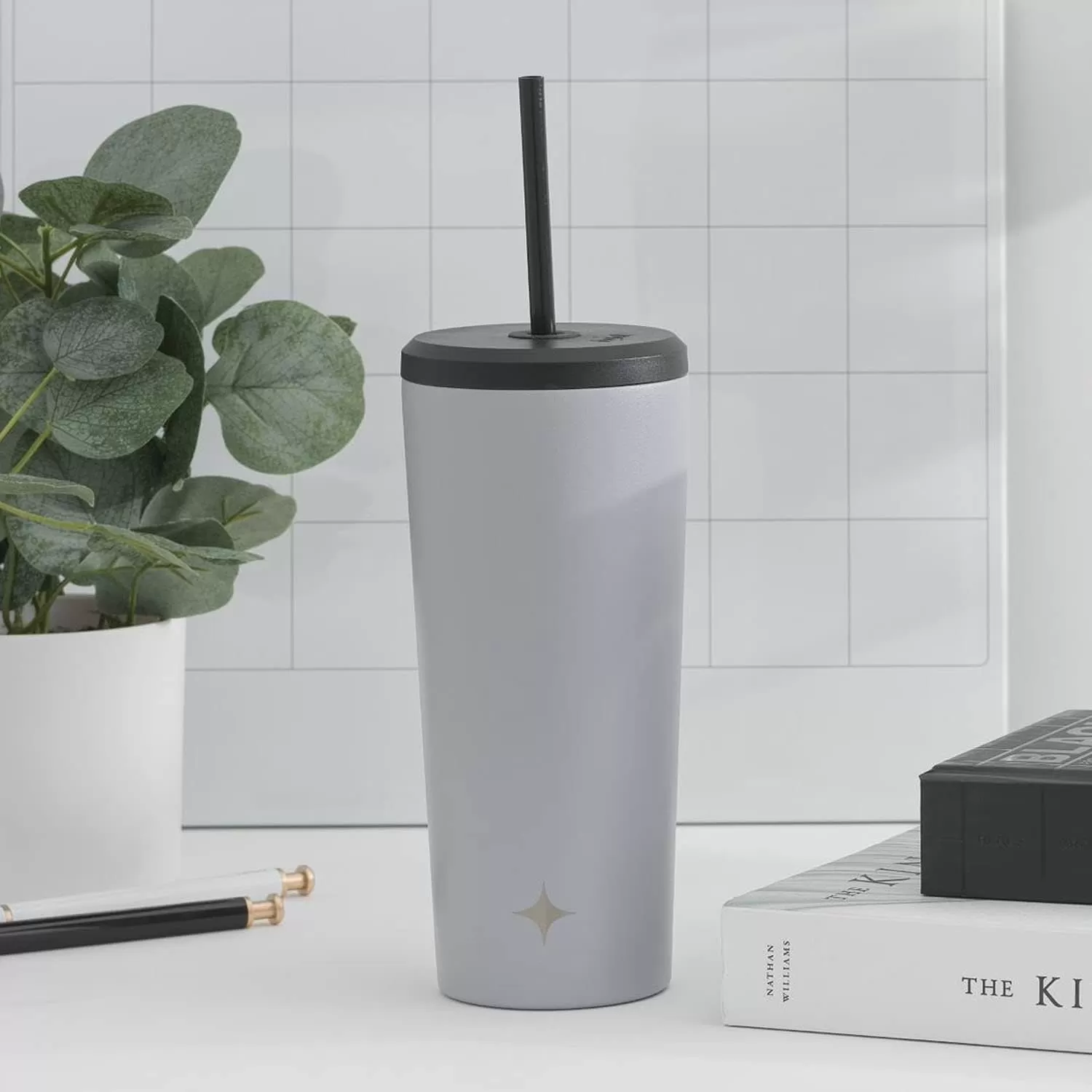 imageJoyJolt Vacuum Insulated 24 oz Tumbler with Lid and Straw 2 Each Vacuum Double Wall Stainless Steel Tumbler Copper Lined for 12Hr HoldCold Drinks Leakproof Water Bottle Tea or Iced Coffee CupDovey Grey
