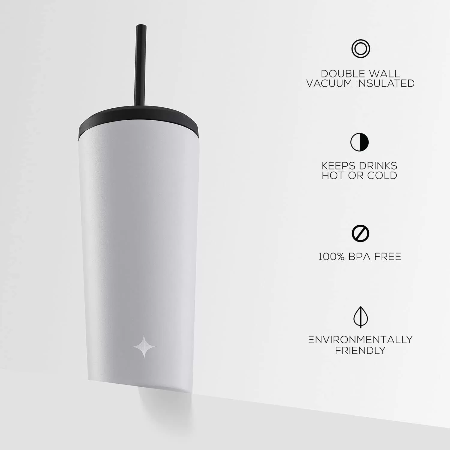 imageJoyJolt Vacuum Insulated 24 oz Tumbler with Lid and Straw 2 Each Vacuum Double Wall Stainless Steel Tumbler Copper Lined for 12Hr HoldCold Drinks Leakproof Water Bottle Tea or Iced Coffee CupMatte White
