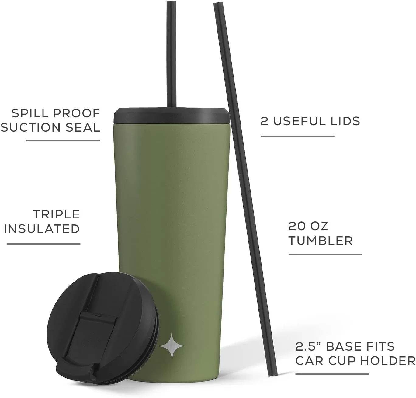 imageJoyJolt Vacuum Insulated 24 oz Tumbler with Lid and Straw 2 Each Vacuum Double Wall Stainless Steel Tumbler Copper Lined for 12Hr HoldCold Drinks Leakproof Water Bottle Tea or Iced Coffee CupForest Green