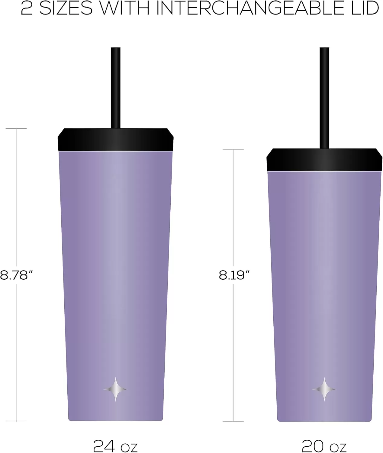 imageJoyJolt Vacuum Insulated 24 oz Tumbler with Lid and Straw 2 Each Vacuum Double Wall Stainless Steel Tumbler Copper Lined for 12Hr HoldCold Drinks Leakproof Water Bottle Tea or Iced Coffee CupLilac Purple