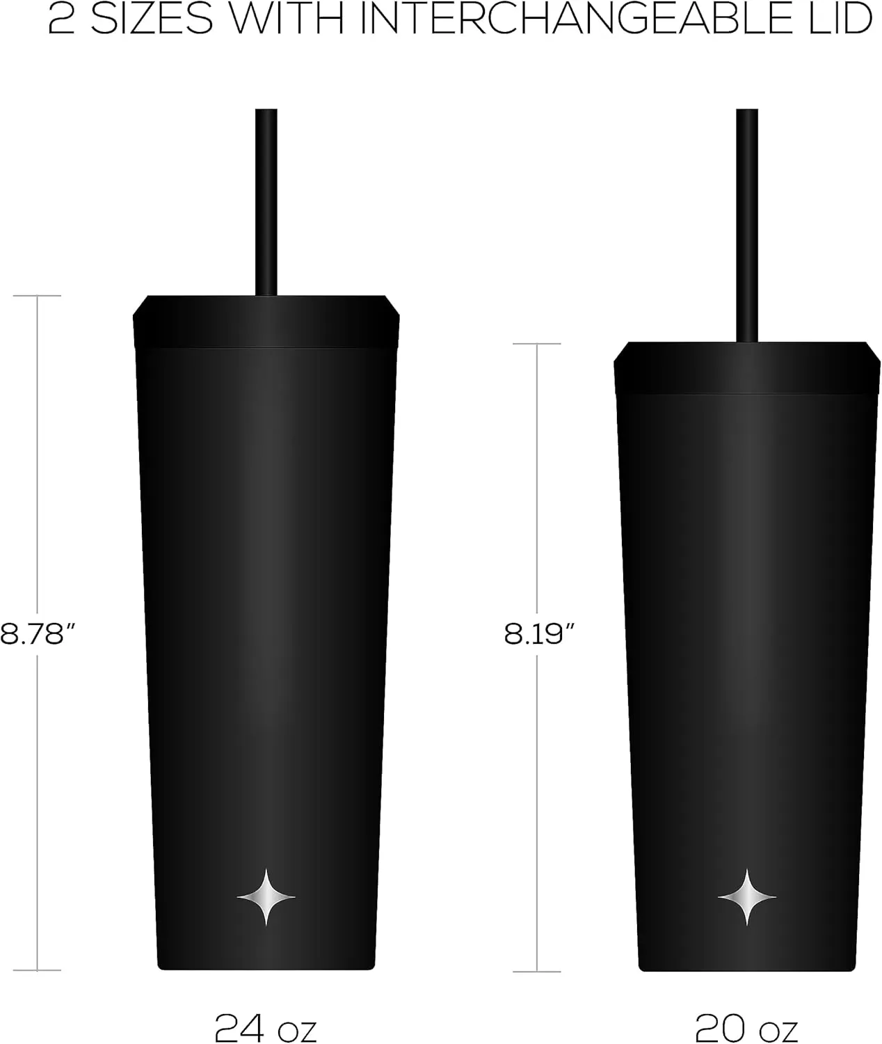 imageJoyJolt Vacuum Insulated 24 oz Tumbler with Lid and Straw 2 Each Vacuum Double Wall Stainless Steel Tumbler Copper Lined for 12Hr HoldCold Drinks Leakproof Water Bottle Tea or Iced Coffee CupMatte Black