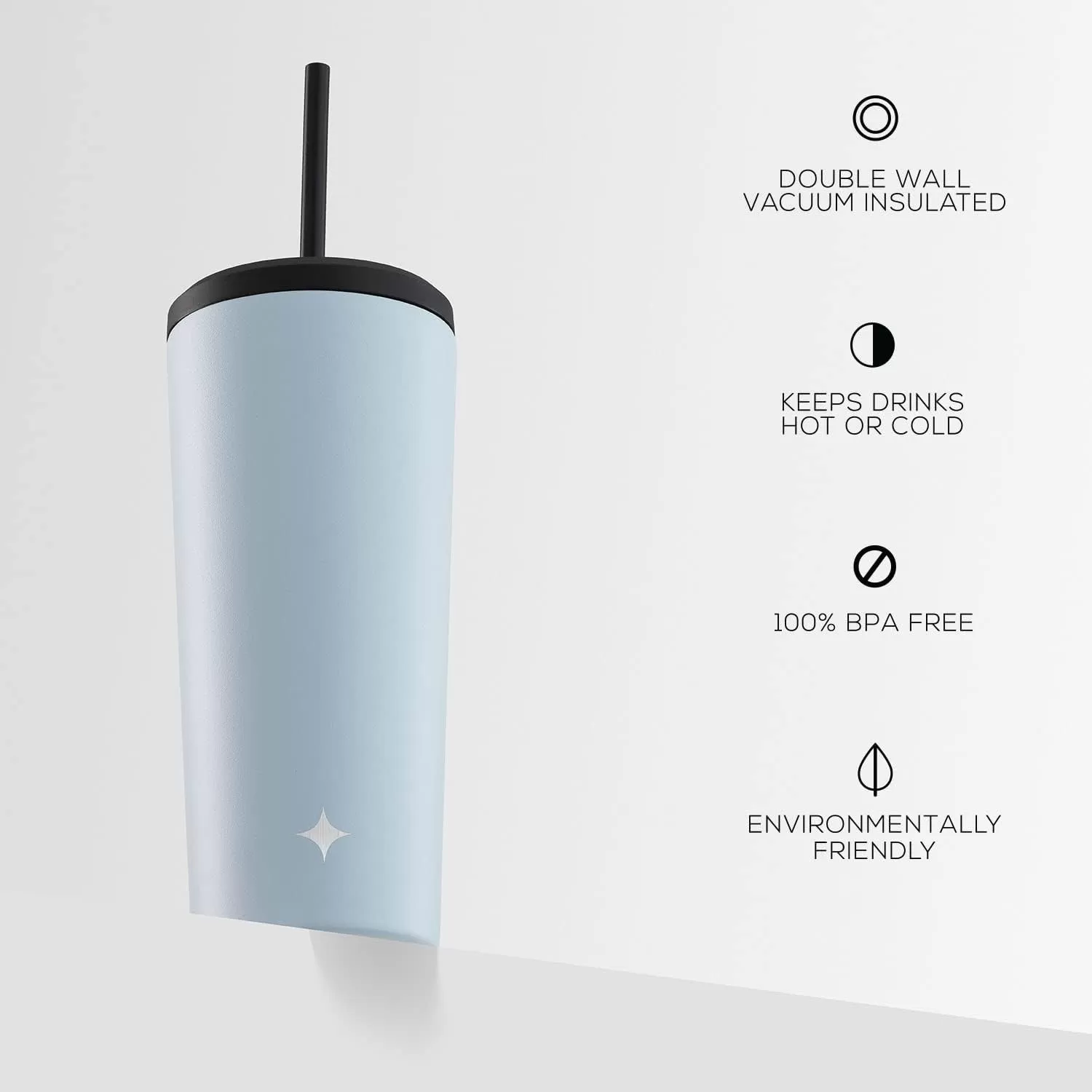 imageJoyJolt Vacuum Insulated 24 oz Tumbler with Lid and Straw 2 Each Vacuum Double Wall Stainless Steel Tumbler Copper Lined for 12Hr HoldCold Drinks Leakproof Water Bottle Tea or Iced Coffee CupCloud Blue