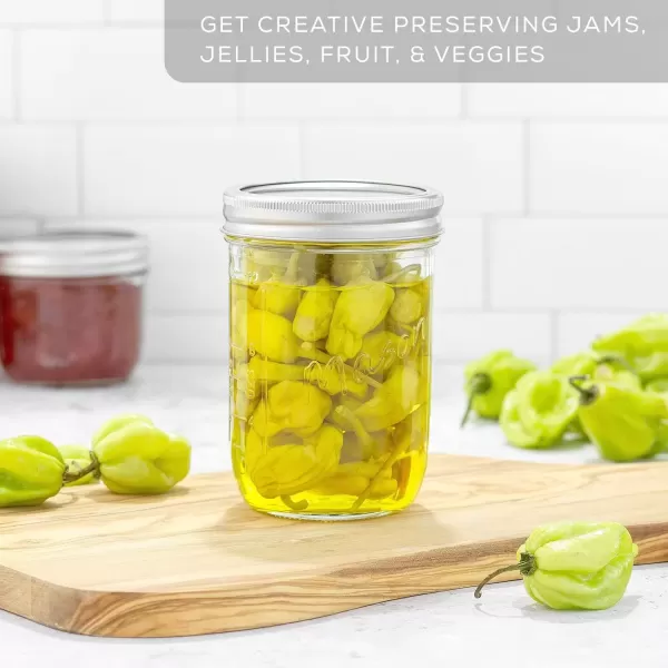 image8 Oz Mason Jars With Lids Labels and Measures 6Pack Wide Mouth Glass Jar with Lid and Band Airtight Canning Jars Overnight Oats Jars Salad Jars Sourdough Starter Jar16 Oz