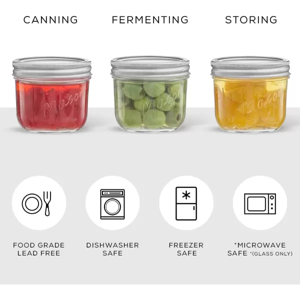 image8 Oz Mason Jars With Lids Labels and Measures 6Pack Wide Mouth Glass Jar with Lid and Band Airtight Canning Jars Overnight Oats Jars Salad Jars Sourdough Starter Jar8 Oz