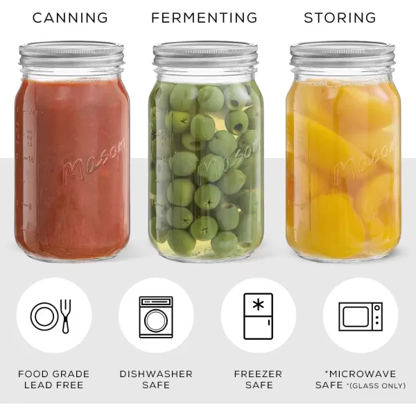 image8 Oz Mason Jars With Lids Labels and Measures 6Pack Wide Mouth Glass Jar with Lid and Band Airtight Canning Jars Overnight Oats Jars Salad Jars Sourdough Starter Jar32 Oz