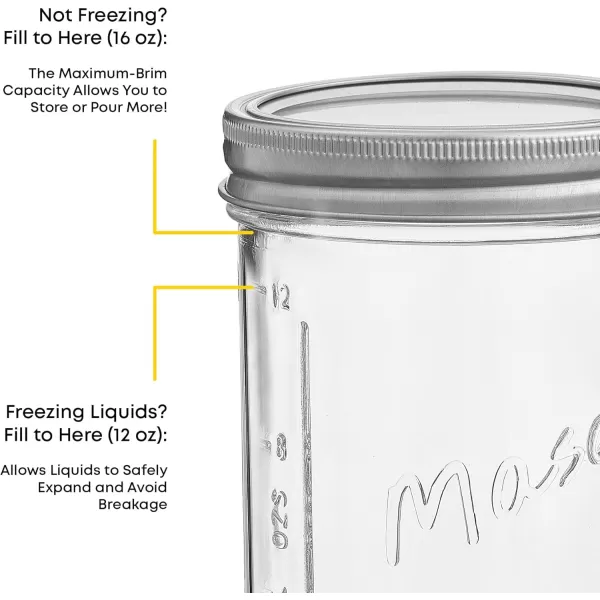 image8 Oz Mason Jars With Lids Labels and Measures 6Pack Wide Mouth Glass Jar with Lid and Band Airtight Canning Jars Overnight Oats Jars Salad Jars Sourdough Starter Jar16 Oz