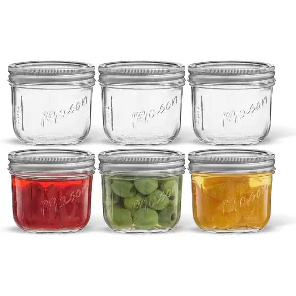 image8 Oz Mason Jars With Lids Labels and Measures 6Pack Wide Mouth Glass Jar with Lid and Band Airtight Canning Jars Overnight Oats Jars Salad Jars Sourdough Starter Jar8 Oz