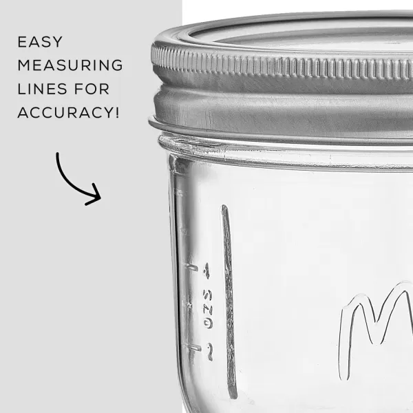 image8 Oz Mason Jars With Lids Labels and Measures 6Pack Wide Mouth Glass Jar with Lid and Band Airtight Canning Jars Overnight Oats Jars Salad Jars Sourdough Starter Jar8 Oz