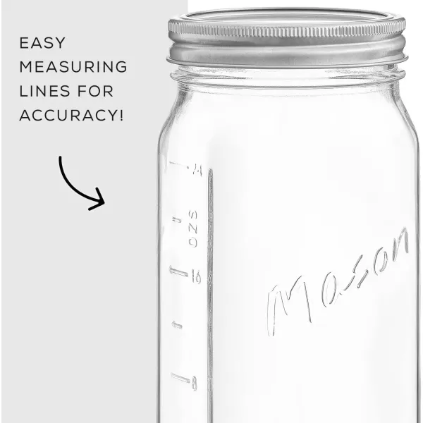 image8 Oz Mason Jars With Lids Labels and Measures 6Pack Wide Mouth Glass Jar with Lid and Band Airtight Canning Jars Overnight Oats Jars Salad Jars Sourdough Starter Jar32 Oz