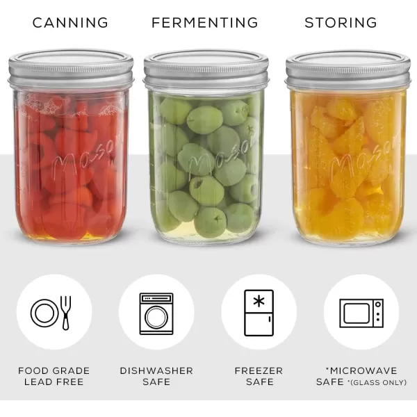 image8 Oz Mason Jars With Lids Labels and Measures 6Pack Wide Mouth Glass Jar with Lid and Band Airtight Canning Jars Overnight Oats Jars Salad Jars Sourdough Starter Jar16 Oz