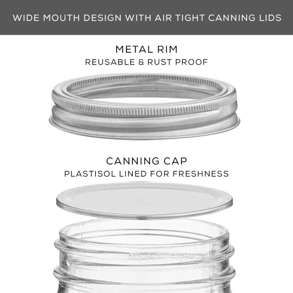 image8 Oz Mason Jars With Lids Labels and Measures 6Pack Wide Mouth Glass Jar with Lid and Band Airtight Canning Jars Overnight Oats Jars Salad Jars Sourdough Starter Jar8 Oz