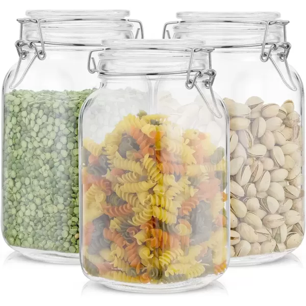 imageAirtight Glass Jars with Lids Set of 3 78oz Glass Jar with Lid and 6 Silicone Seals Large Glass Food Storage Containers Square Mason Jar for Candy Flour Pasta Containers for PantrySquare 50 ounce