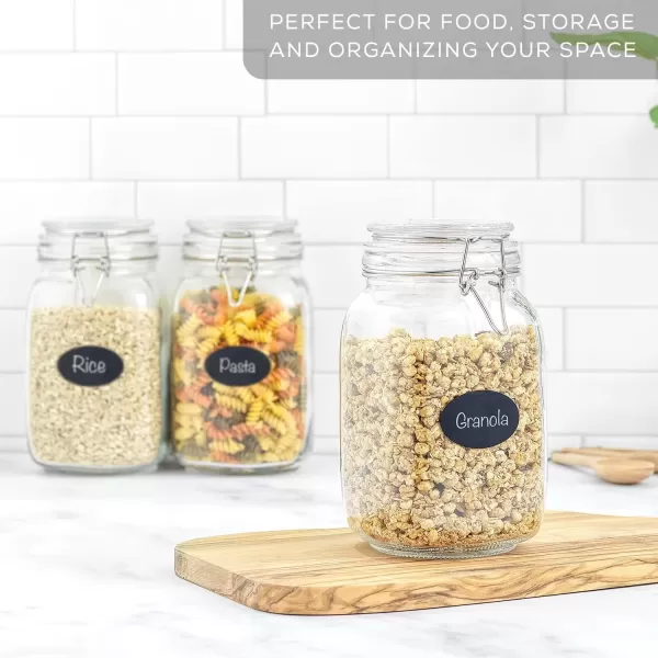 imageAirtight Glass Jars with Lids Set of 3 78oz Glass Jar with Lid and 6 Silicone Seals Large Glass Food Storage Containers Square Mason Jar for Candy Flour Pasta Containers for PantrySquare 50 ounce