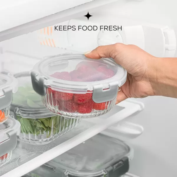 imageJoyJolt 24pc Fluted Glass Storage Containers with Lids 12 Airtight Freezer Safe Food Storage Containers Pantry Kitchen Storage Containers Glass Meal Prep Containers for LunchBlack