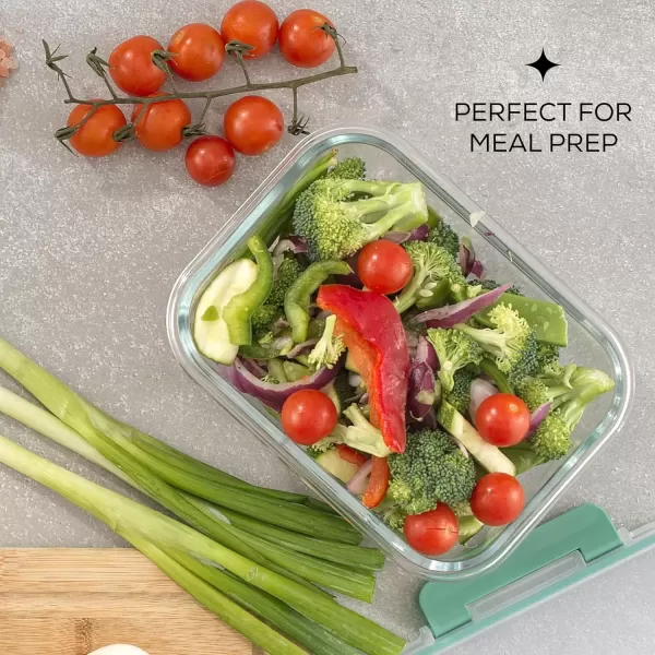 imageJoyJolt 24pc Fluted Glass Storage Containers with Lids 12 Airtight Freezer Safe Food Storage Containers Pantry Kitchen Storage Containers Glass Meal Prep Containers for LunchGreen