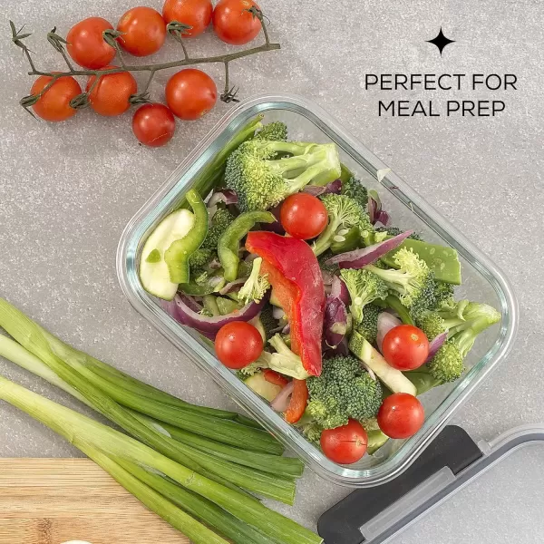 imageJoyJolt 24pc Fluted Glass Storage Containers with Lids 12 Airtight Freezer Safe Food Storage Containers Pantry Kitchen Storage Containers Glass Meal Prep Containers for LunchBlack