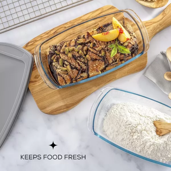 imageJoyJolt 3pc Loaf Pans for Baking Bread with Lids Baking Set 19 Quart Large Rectangular Baking Dish With Lid Oven Pan Banana Bread Pan Lasagna Pan Deep with Lid Bread Saver Container AirtightGray