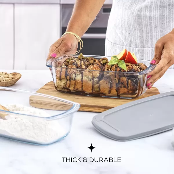 imageJoyJolt 3pc Loaf Pans for Baking Bread with Lids Baking Set 19 Quart Large Rectangular Baking Dish With Lid Oven Pan Banana Bread Pan Lasagna Pan Deep with Lid Bread Saver Container AirtightGray