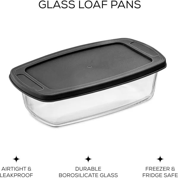 imageJoyJolt 3pc Loaf Pans for Baking Bread with Lids Baking Set 19 Quart Large Rectangular Baking Dish With Lid Oven Pan Banana Bread Pan Lasagna Pan Deep with Lid Bread Saver Container AirtightBlack