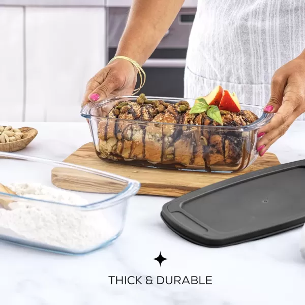 imageJoyJolt 3pc Loaf Pans for Baking Bread with Lids Baking Set 19 Quart Large Rectangular Baking Dish With Lid Oven Pan Banana Bread Pan Lasagna Pan Deep with Lid Bread Saver Container AirtightBlack