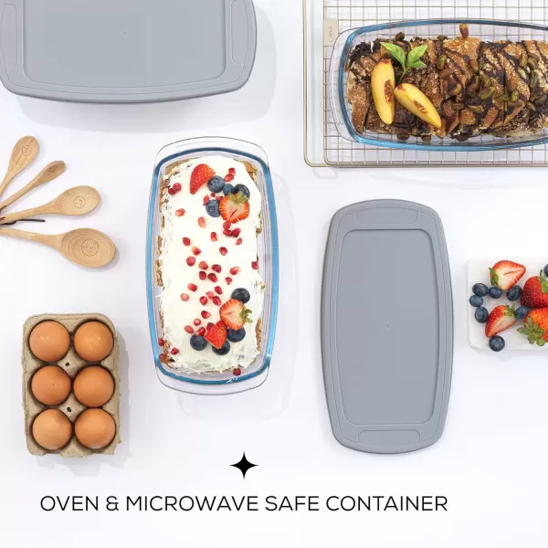 imageJoyJolt 3pc Loaf Pans for Baking Bread with Lids Baking Set 19 Quart Large Rectangular Baking Dish With Lid Oven Pan Banana Bread Pan Lasagna Pan Deep with Lid Bread Saver Container AirtightGray