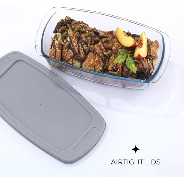 imageJoyJolt 3pc Loaf Pans for Baking Bread with Lids Baking Set 19 Quart Large Rectangular Baking Dish With Lid Oven Pan Banana Bread Pan Lasagna Pan Deep with Lid Bread Saver Container AirtightGray